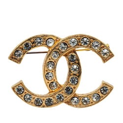 Chanel Coco Mark Rhinestone Brooch Gold Plated Women's CHANEL