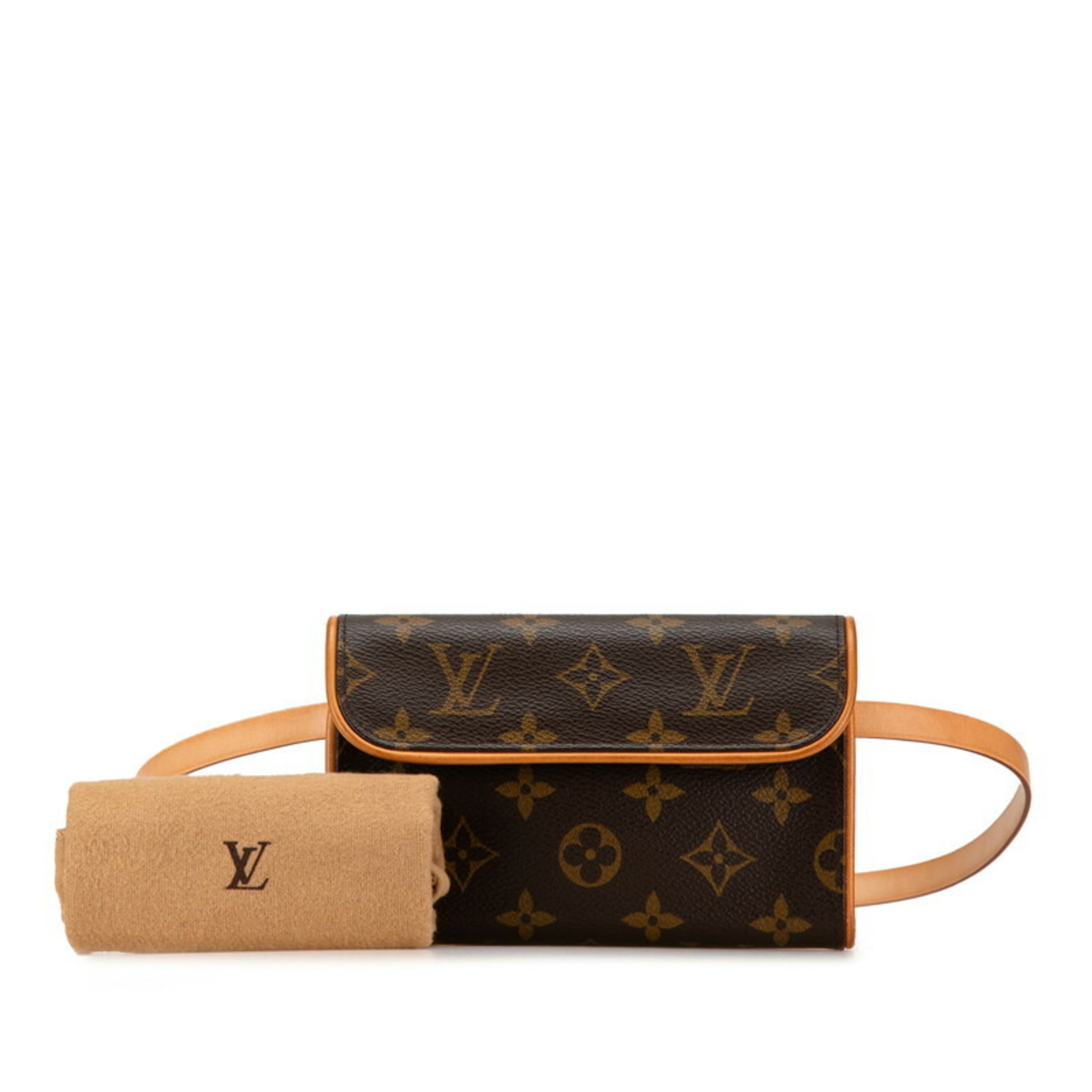 Louis Vuitton Monogram Pochette Florentine Body Bag Waist Shoulder M51855 Brown PVC Leather Women's LOUIS VUITTON