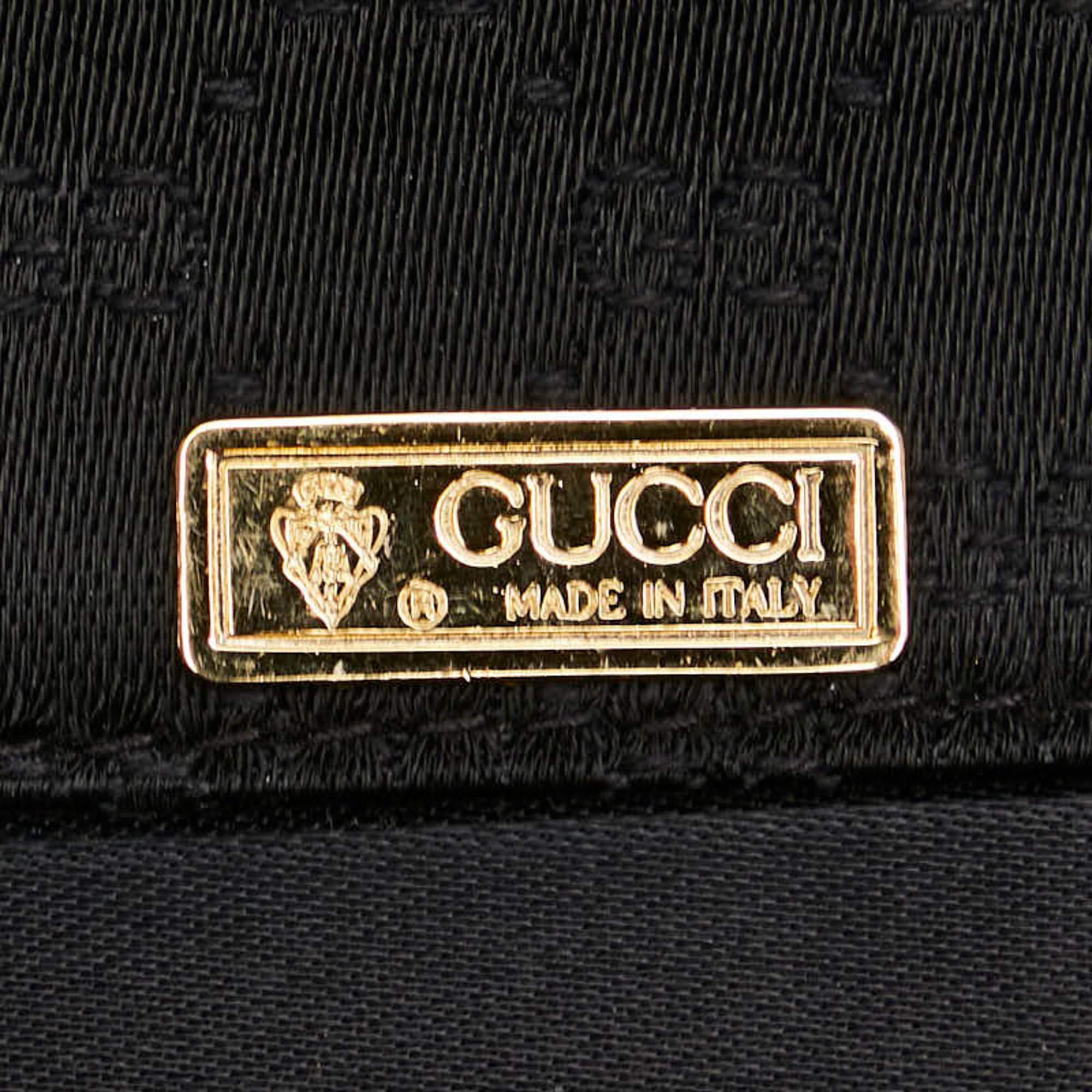 Gucci GG Ribbon Chain Shoulder Bag 005-142-9348 Black Satin Canvas Women's GUCCI