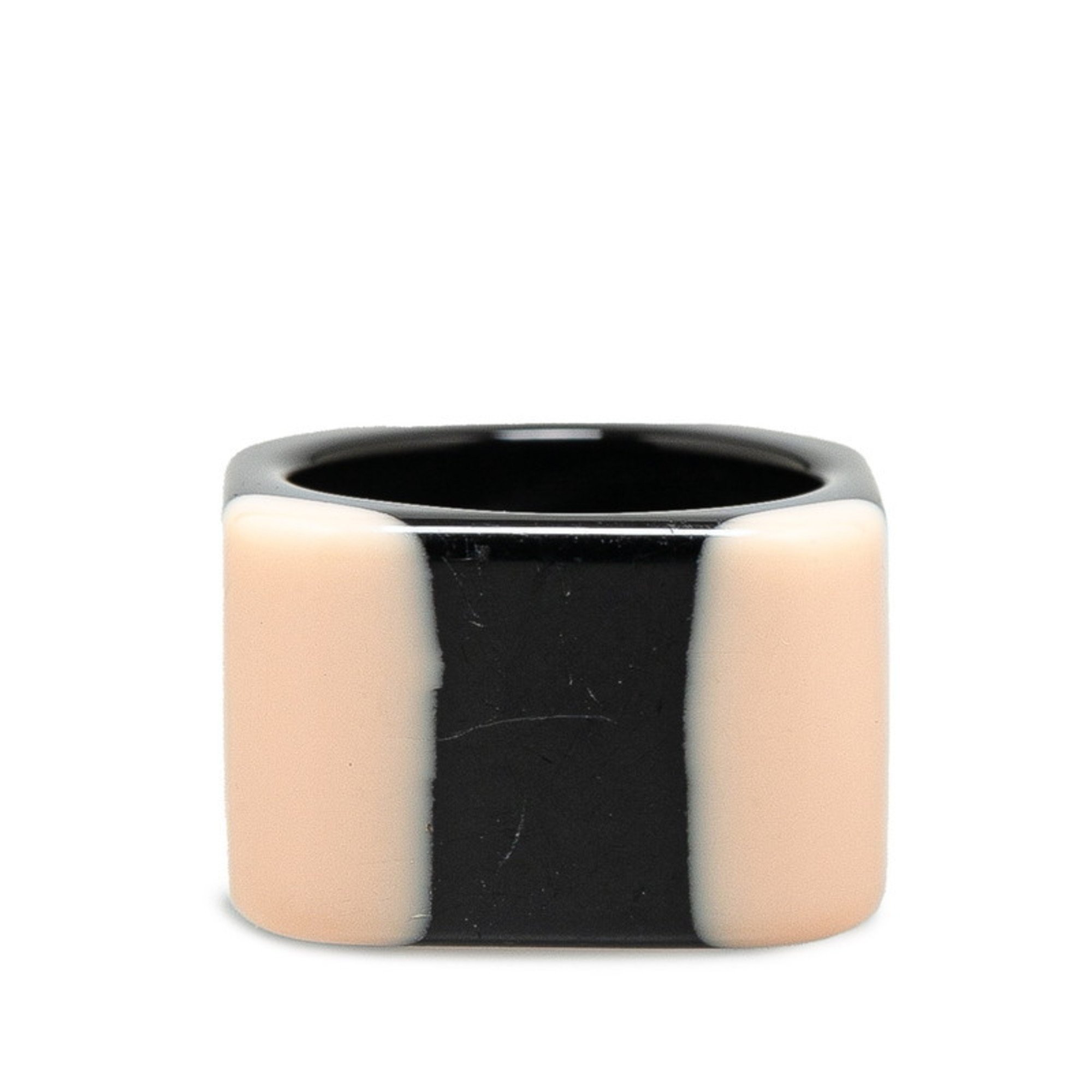 Chanel Coco Mark Square Ring, Pink, Black, Plastic, Women's, CHANEL