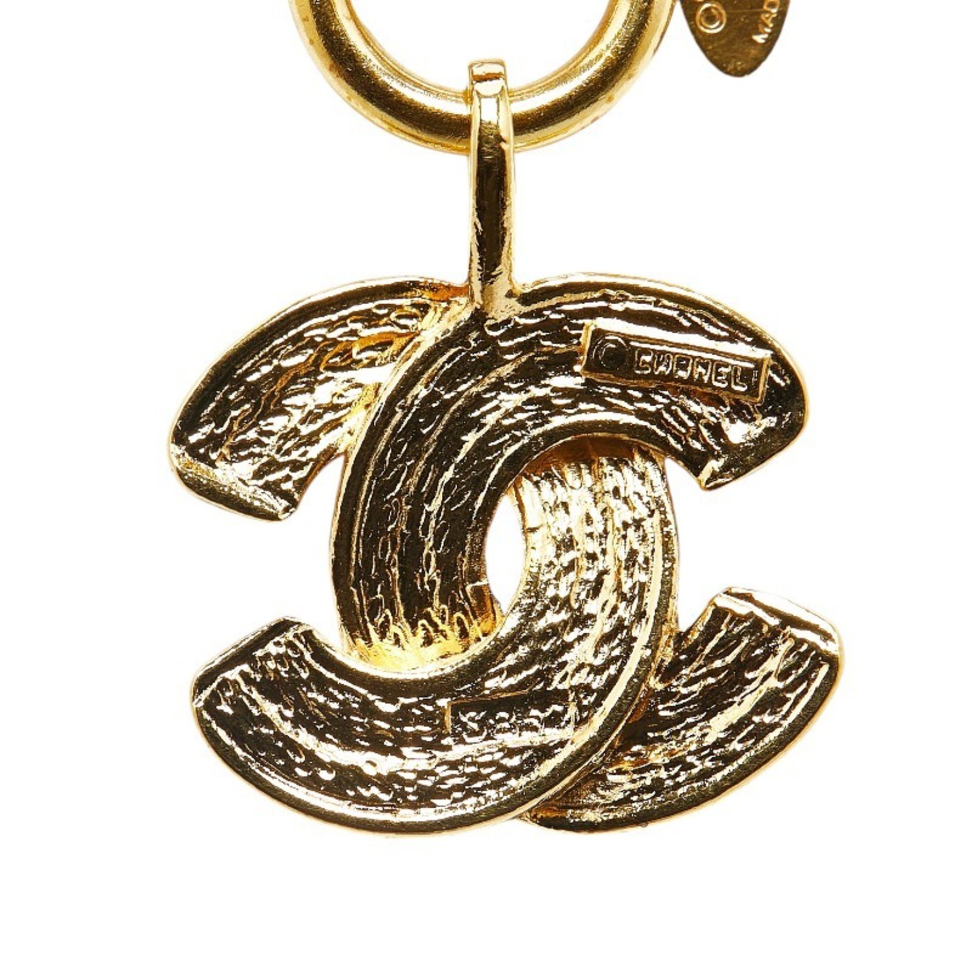 Chanel Matelasse Coco Mark Necklace Gold Plated Women's CHANEL