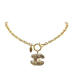 Chanel Matelasse Coco Mark Necklace Gold Plated Women's CHANEL