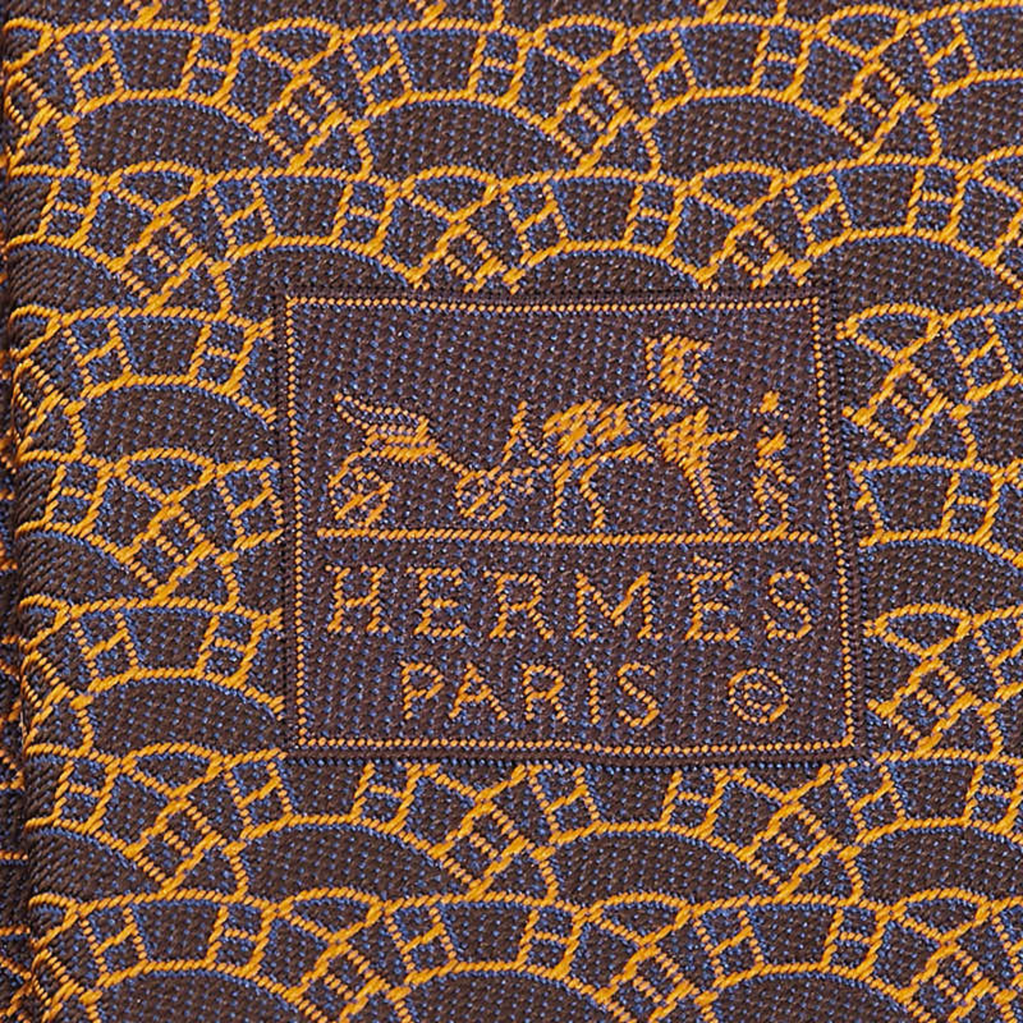 Hermes tie black orange silk men's HERMES