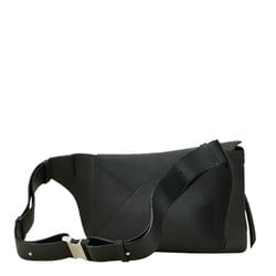 LOEWE Anagram Puzzle Bum Bag Small Body Waist Black Leather Women's