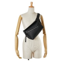 LOEWE Anagram Puzzle Bum Bag Small Body Waist Black Leather Women's