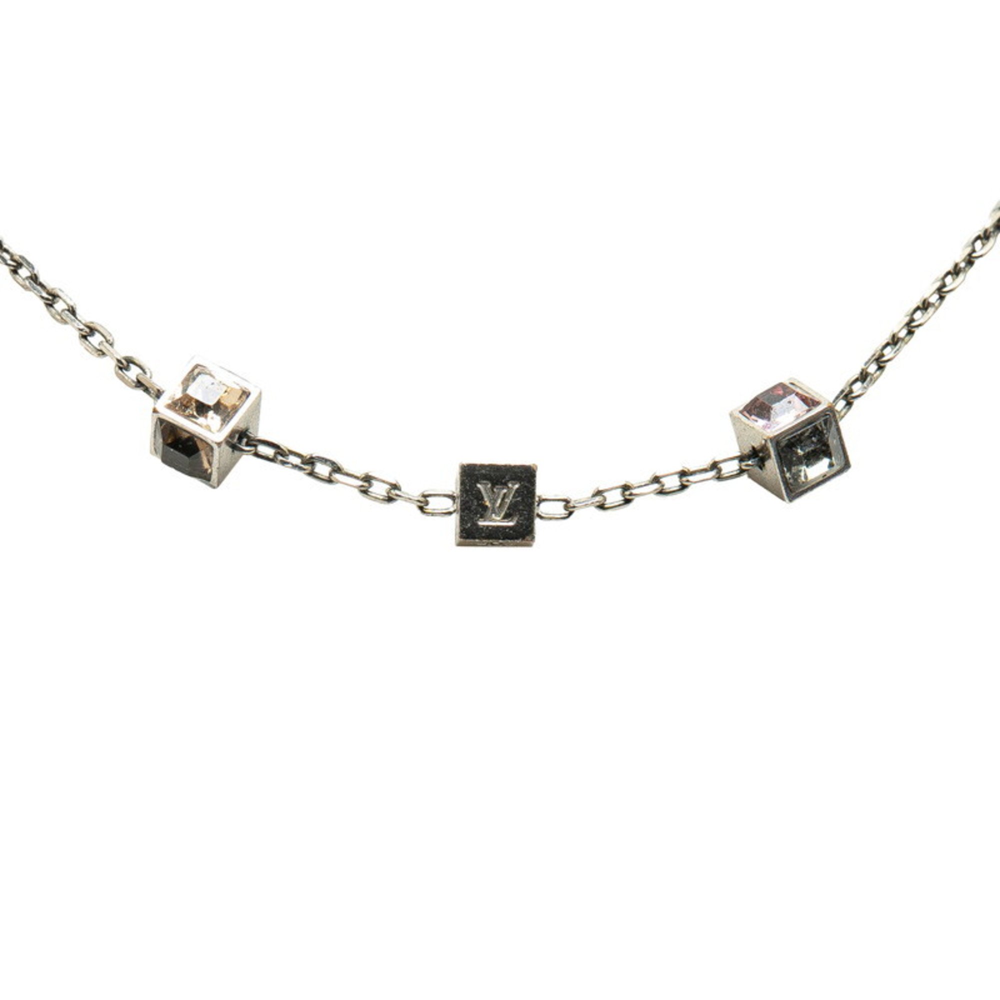 Louis Vuitton Collier Gamble Stone Necklace M65232 Silver Metal Women's LOUIS VUITTON