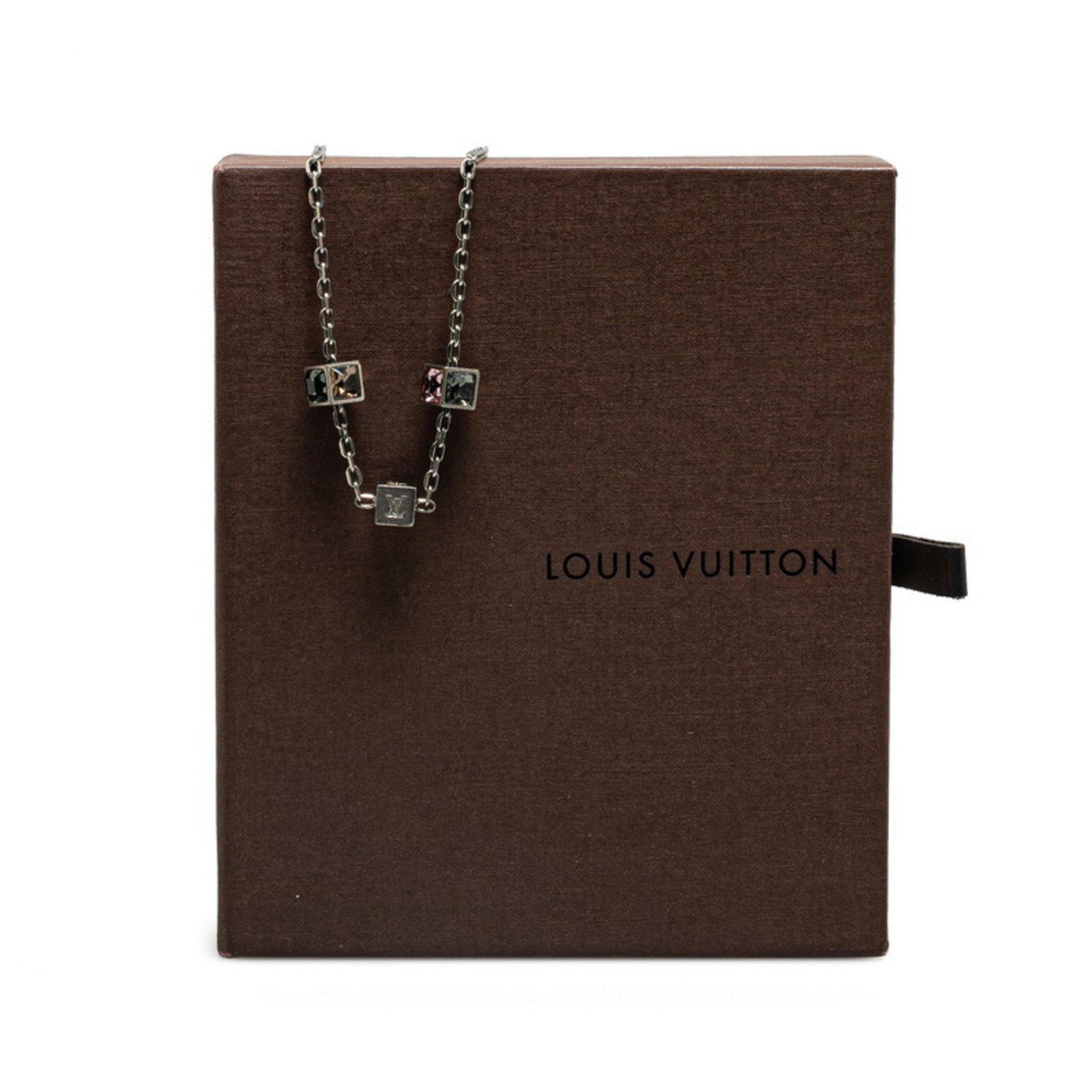 Louis Vuitton Collier Gamble Stone Necklace M65232 Silver Metal Women's LOUIS VUITTON