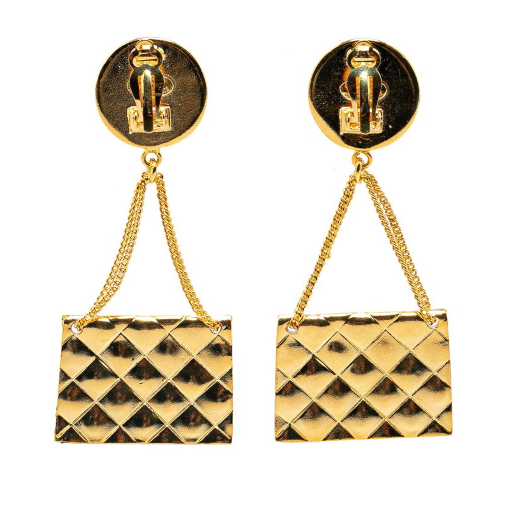 Chanel Coco Mark Matelasse Bag 31 RUE CAMBON PARIS Earrings Gold Plated Women's CHANEL