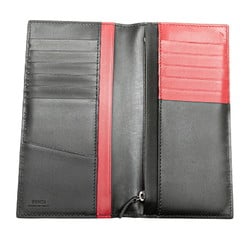 FENDI Shadow Long Wallet 7M0355 Black Red Leather Women's