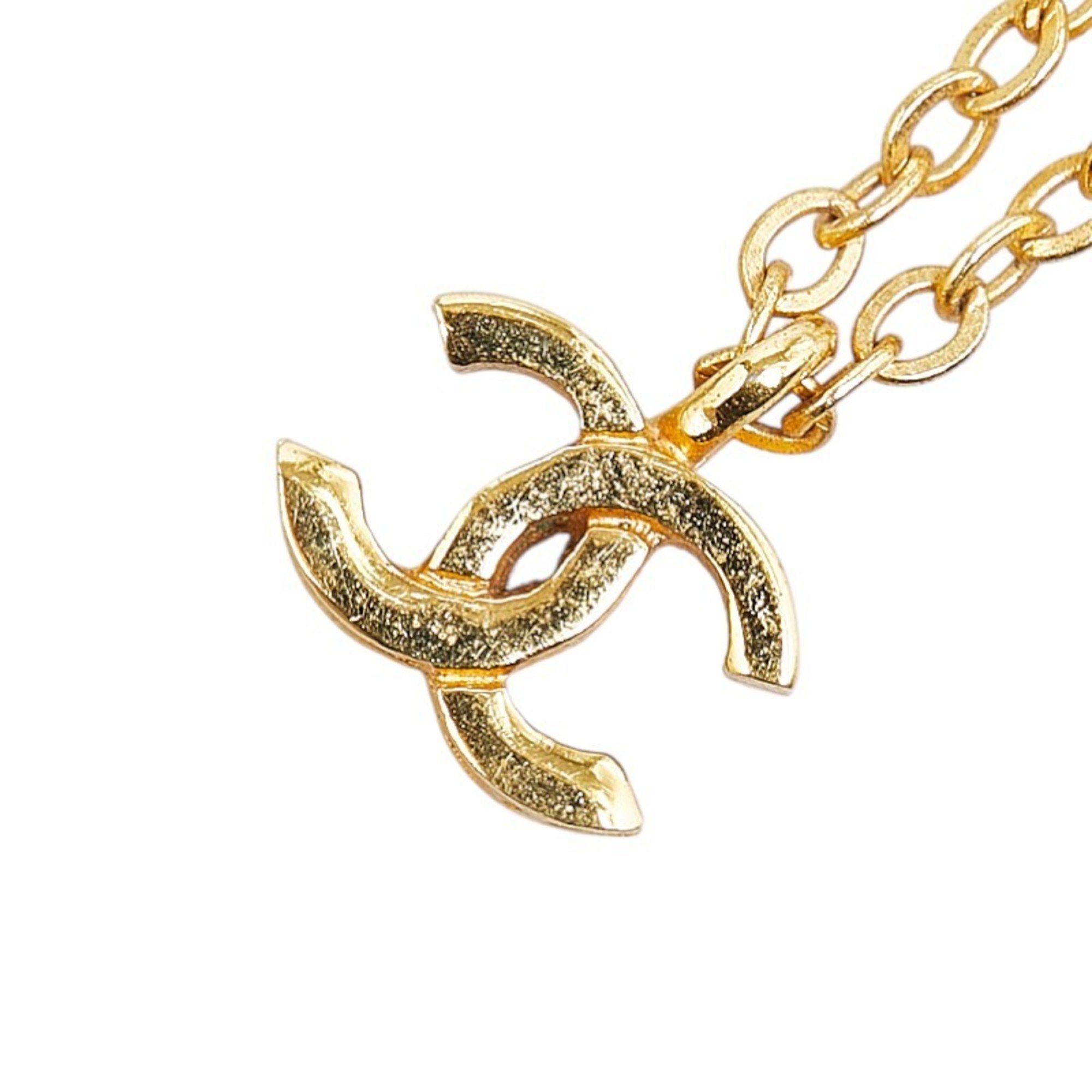 Chanel Coco Mark Necklace Gold Plated Women's CHANEL