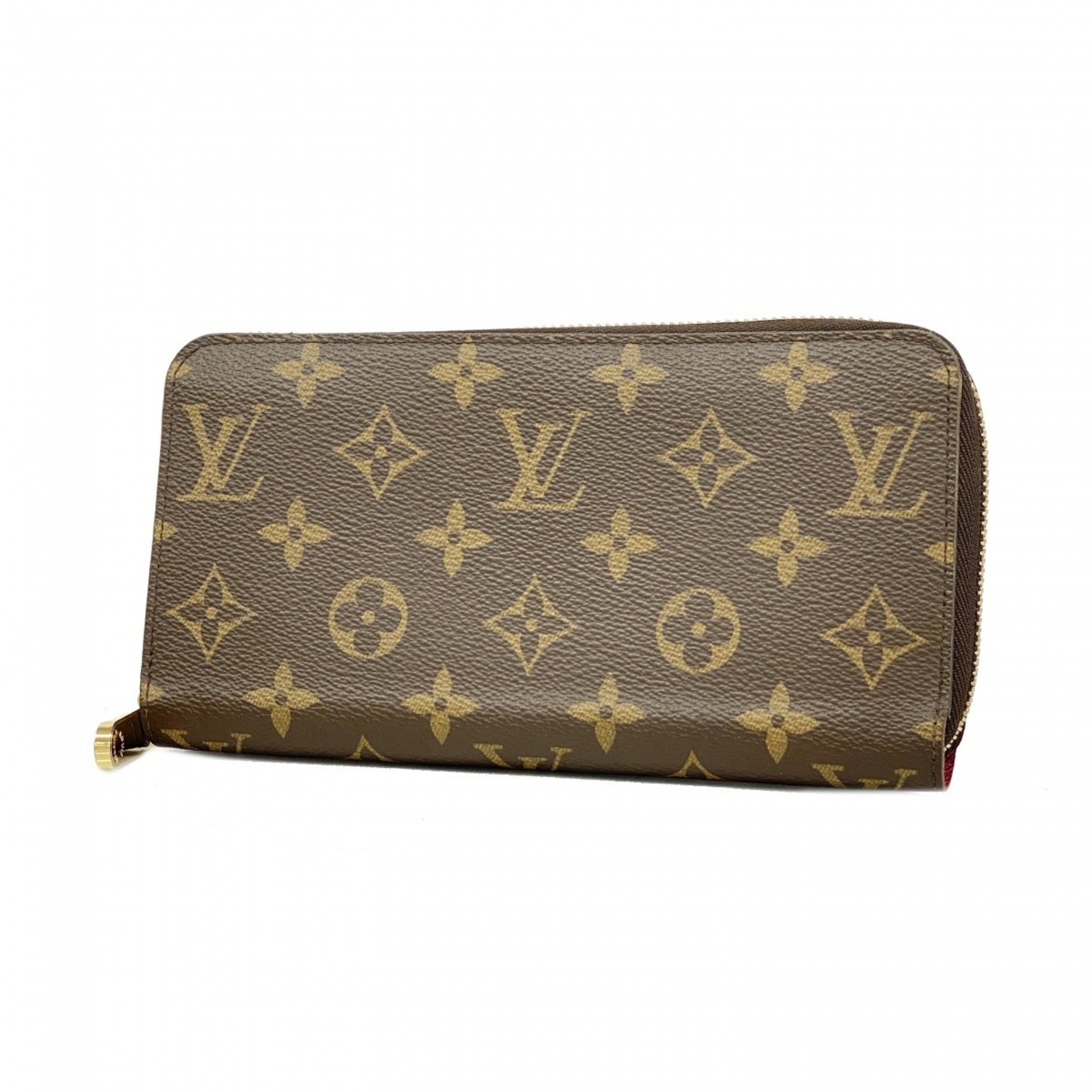 Louis Vuitton Long Wallet Monogram Zippy M41895 Brown Fuchsia Ladies