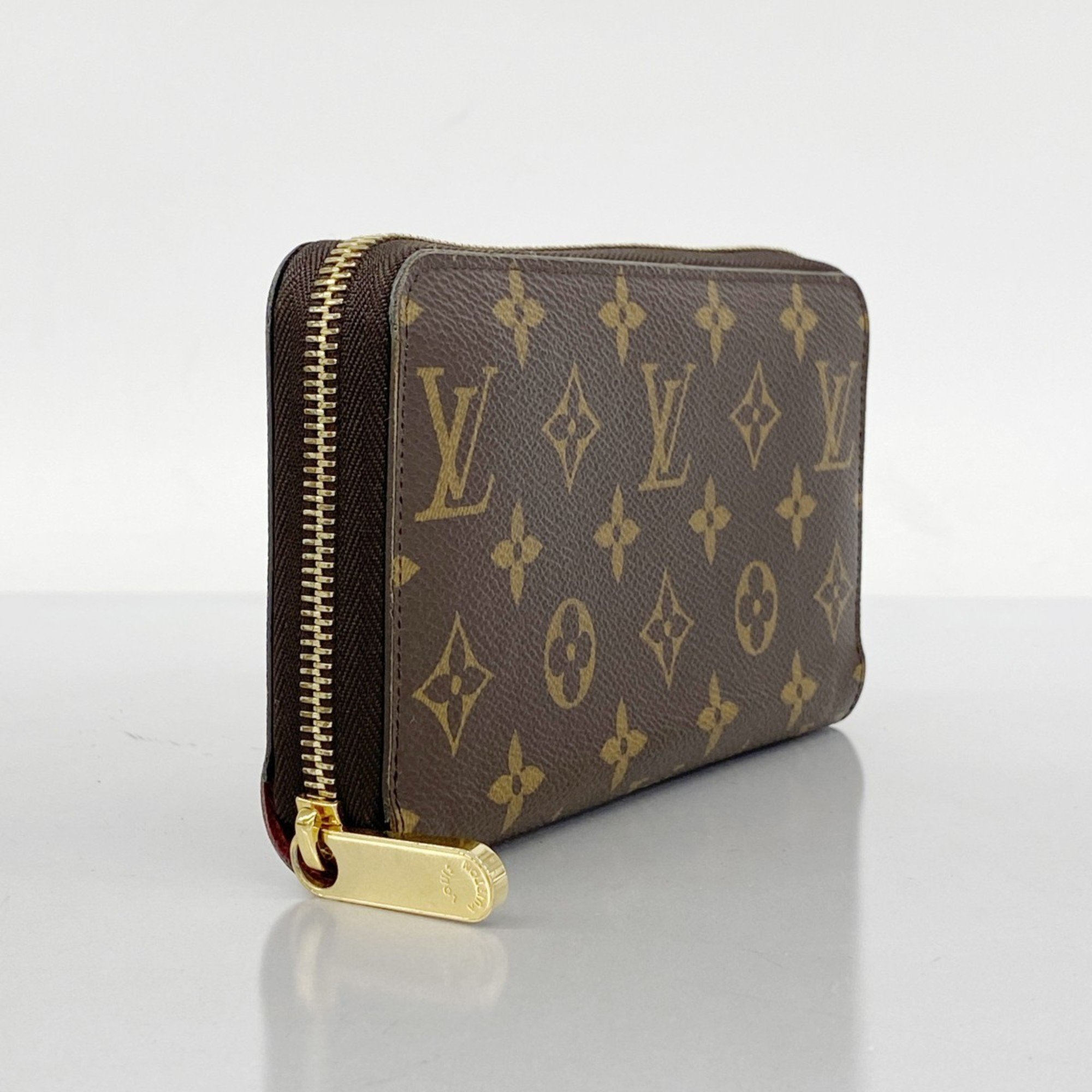 Louis Vuitton Long Wallet Monogram Zippy M41895 Brown Fuchsia Ladies