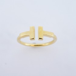 Tiffany Ring T Wire K18YG Yellow Gold Size 8 Ladies