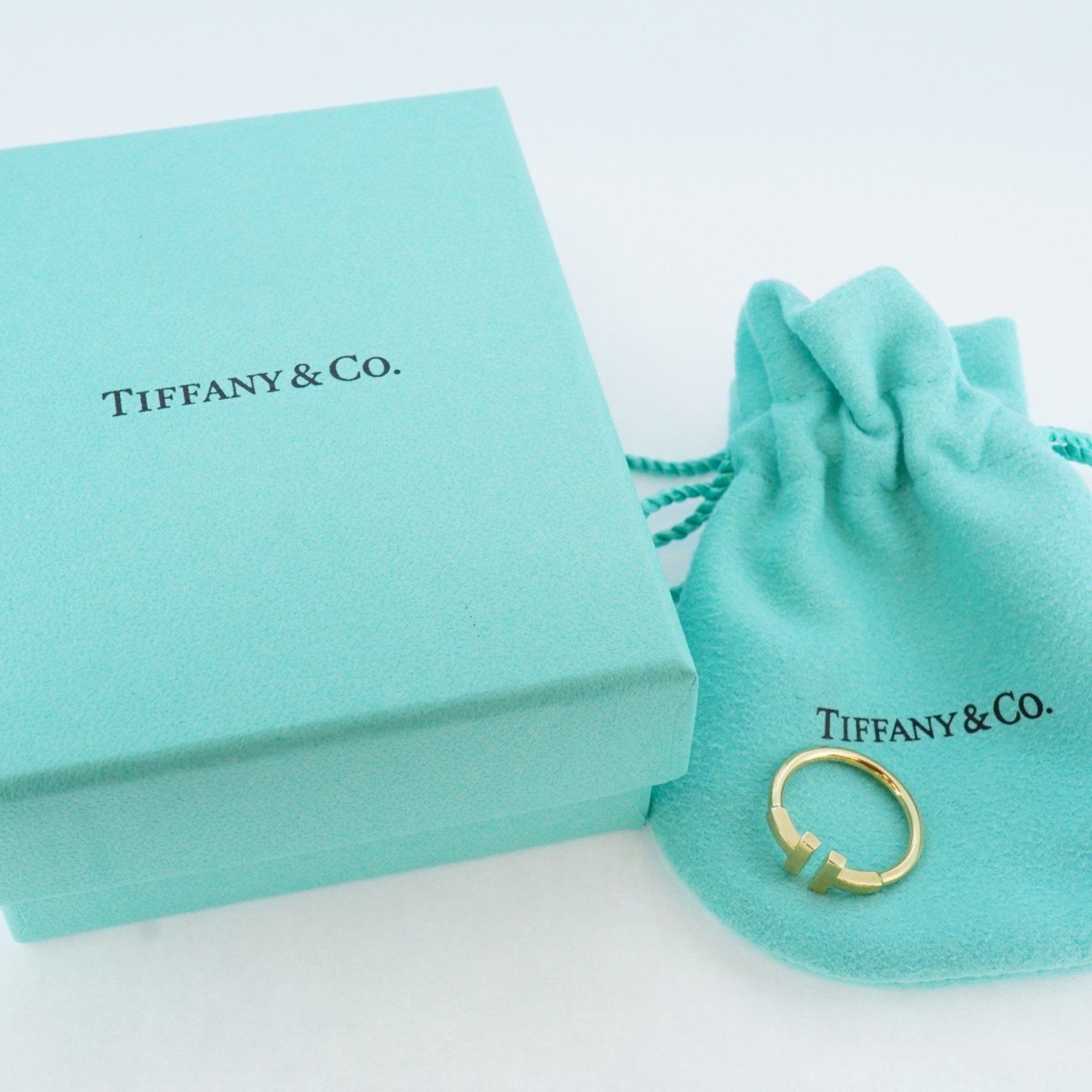 Tiffany Ring T Wire K18YG Yellow Gold Size 8 Ladies