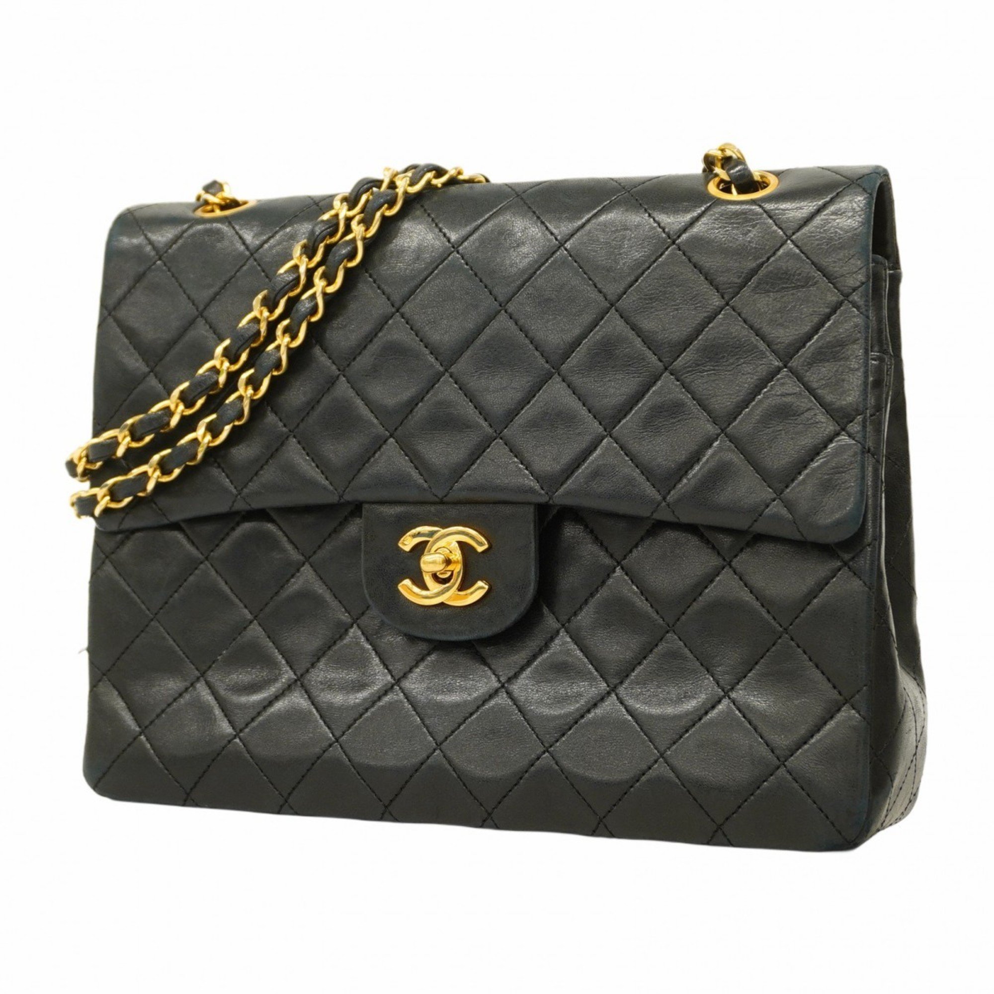 Chanel Shoulder Bag Matelasse Lambskin Black Women's