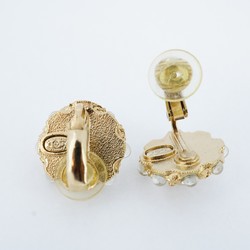 Chanel Earrings Coco Mark Stone GP Plated Champagne Gold Clear Ladies