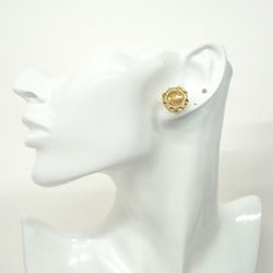 Chanel Earrings Coco Mark Stone GP Plated Champagne Gold Clear Ladies