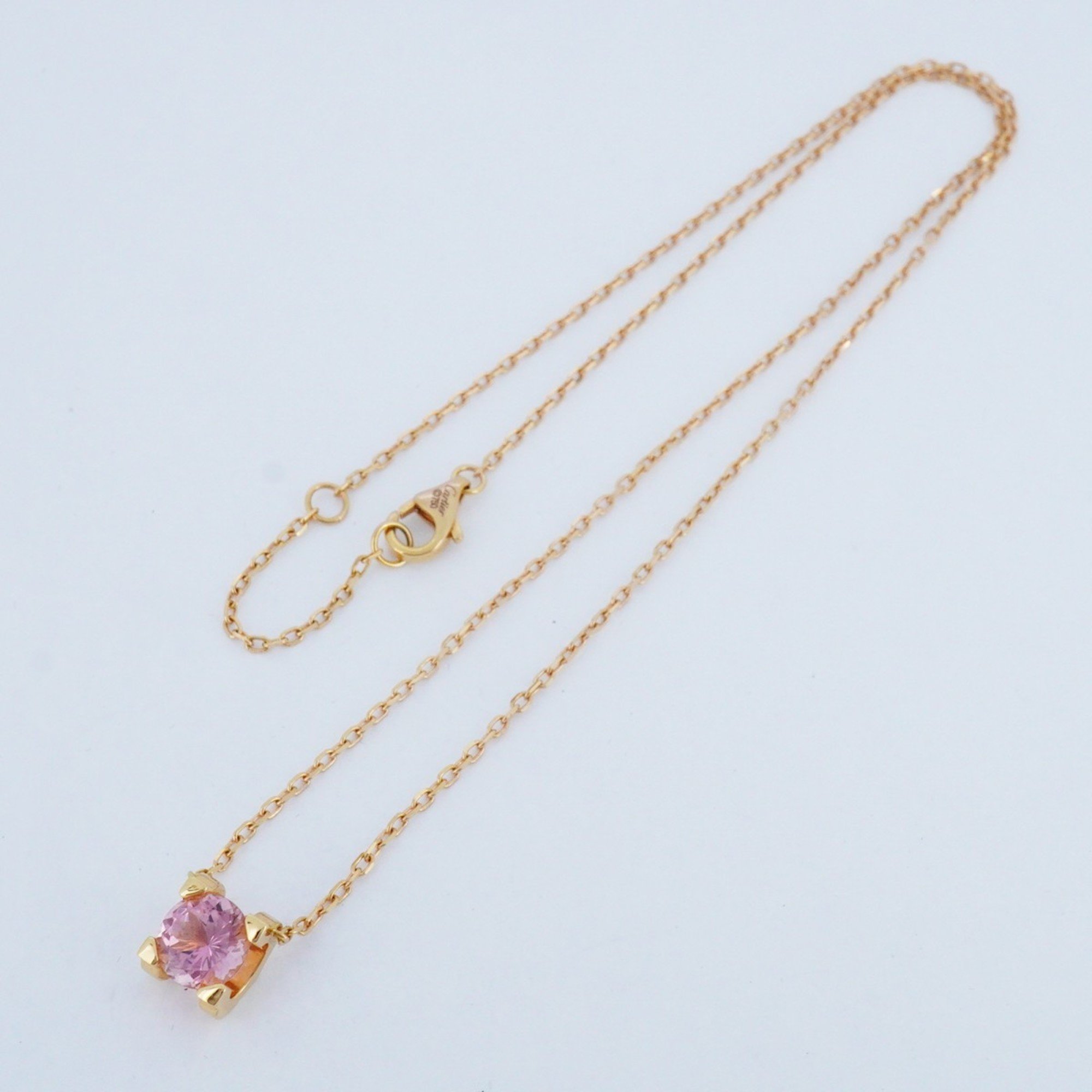 Cartier Necklace C de K18PG Pink Gold Tourmaline Ladies