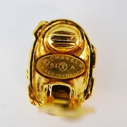 Chanel Earrings Coco Mark Oval GP Plated Gold Ladies