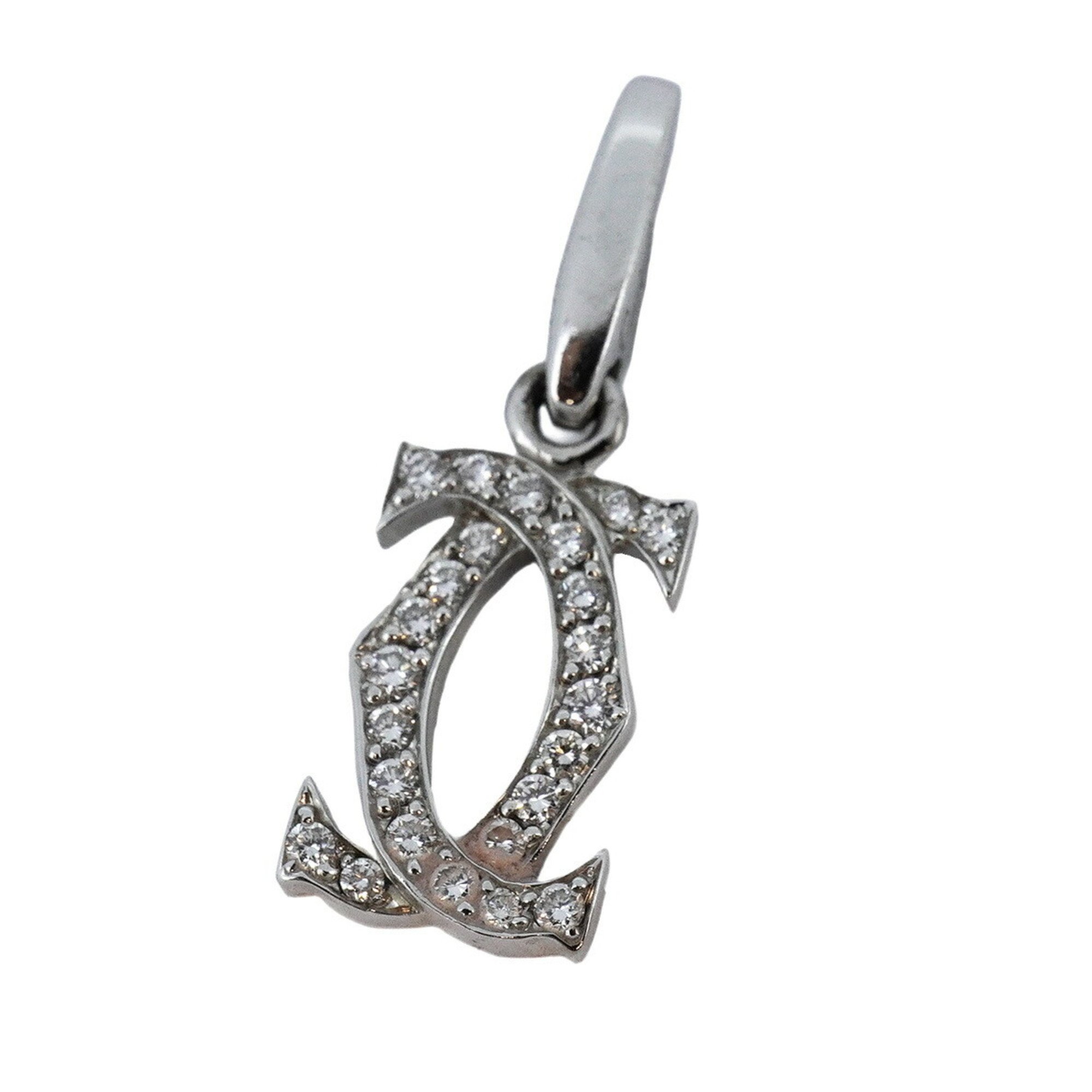 Cartier pendant top 2C diamond K18WG white gold ladies