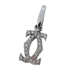 Cartier pendant top 2C diamond K18WG white gold ladies