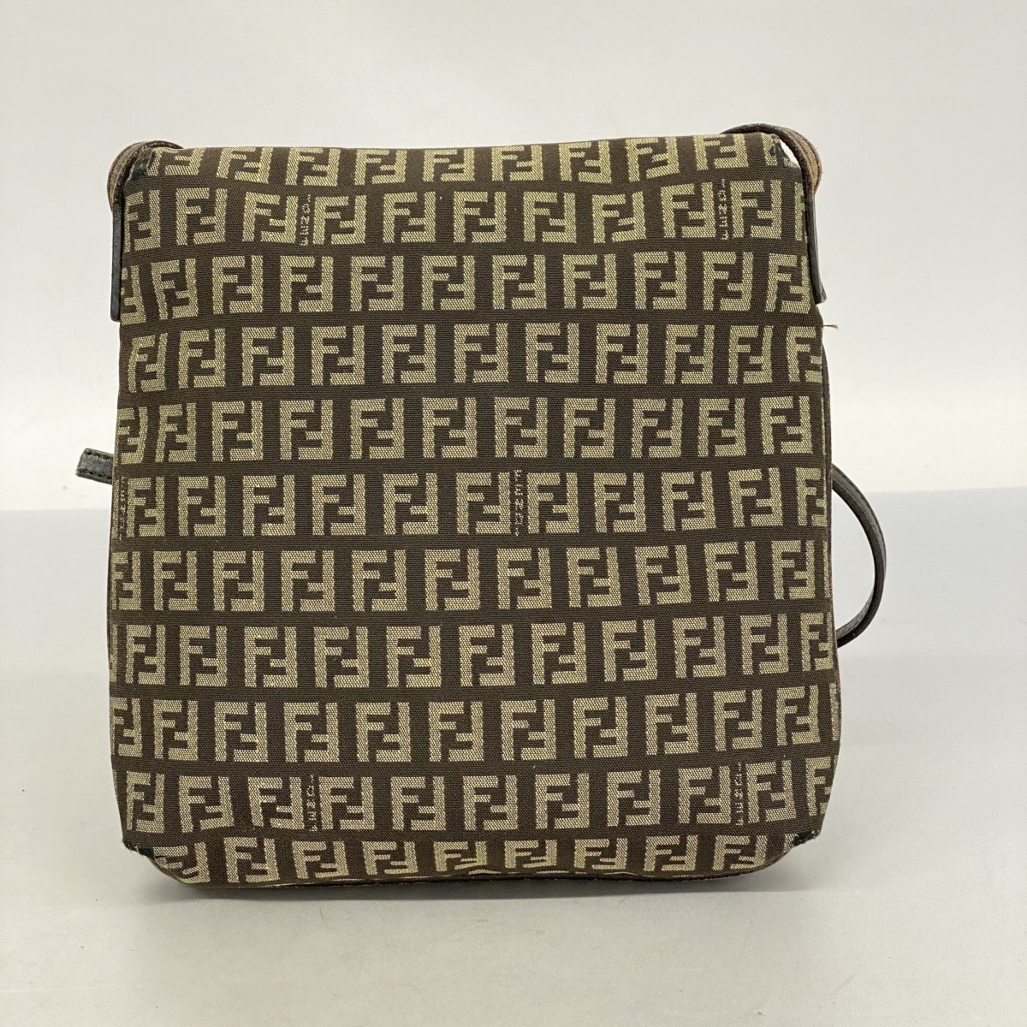 Fendi Zucchino Shoulder Bag Nylon Canvas Brown Women's