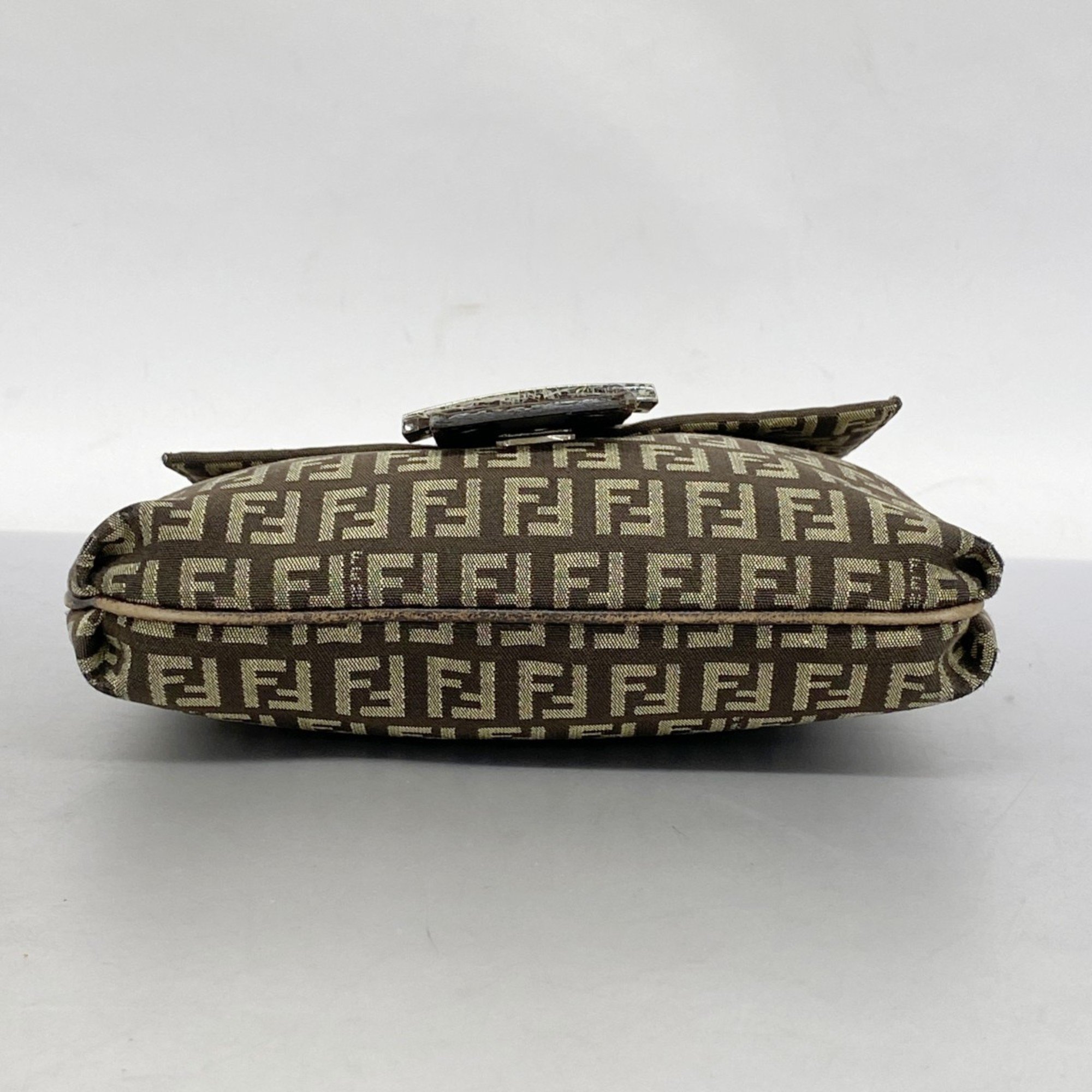 Fendi Zucchino Shoulder Bag Nylon Canvas Brown Women's