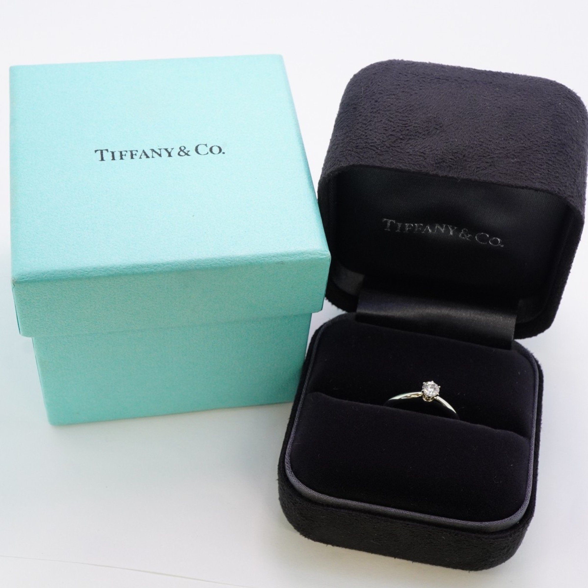 Tiffany ring solitaire 1PD diamond Pt950 platinum 0.24ct size 9 ladies