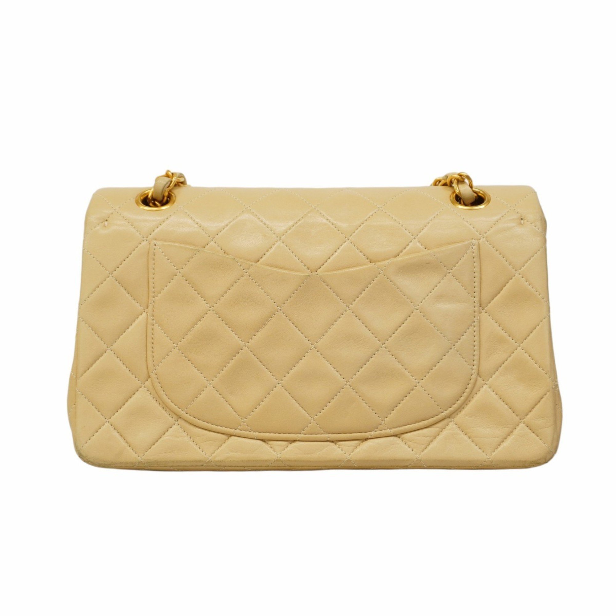 Chanel Shoulder Bag Matelasse Lambskin Beige Women's