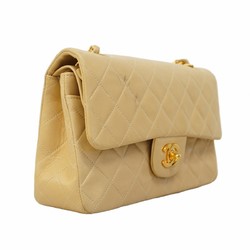 Chanel Shoulder Bag Matelasse Lambskin Beige Women's