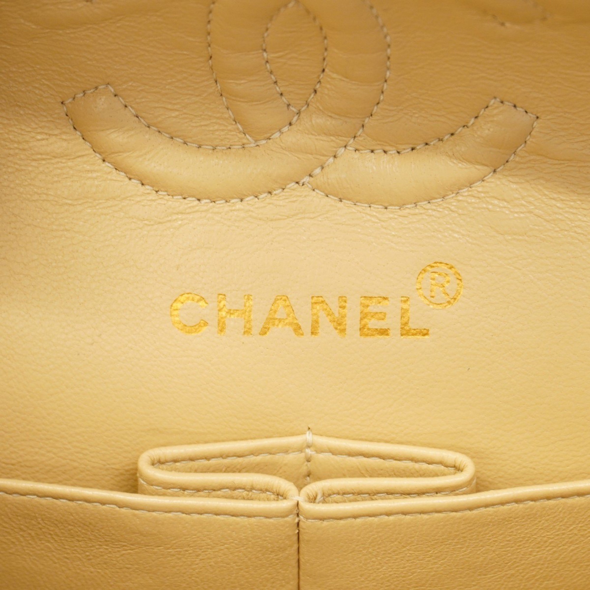 Chanel Shoulder Bag Matelasse Lambskin Beige Women's