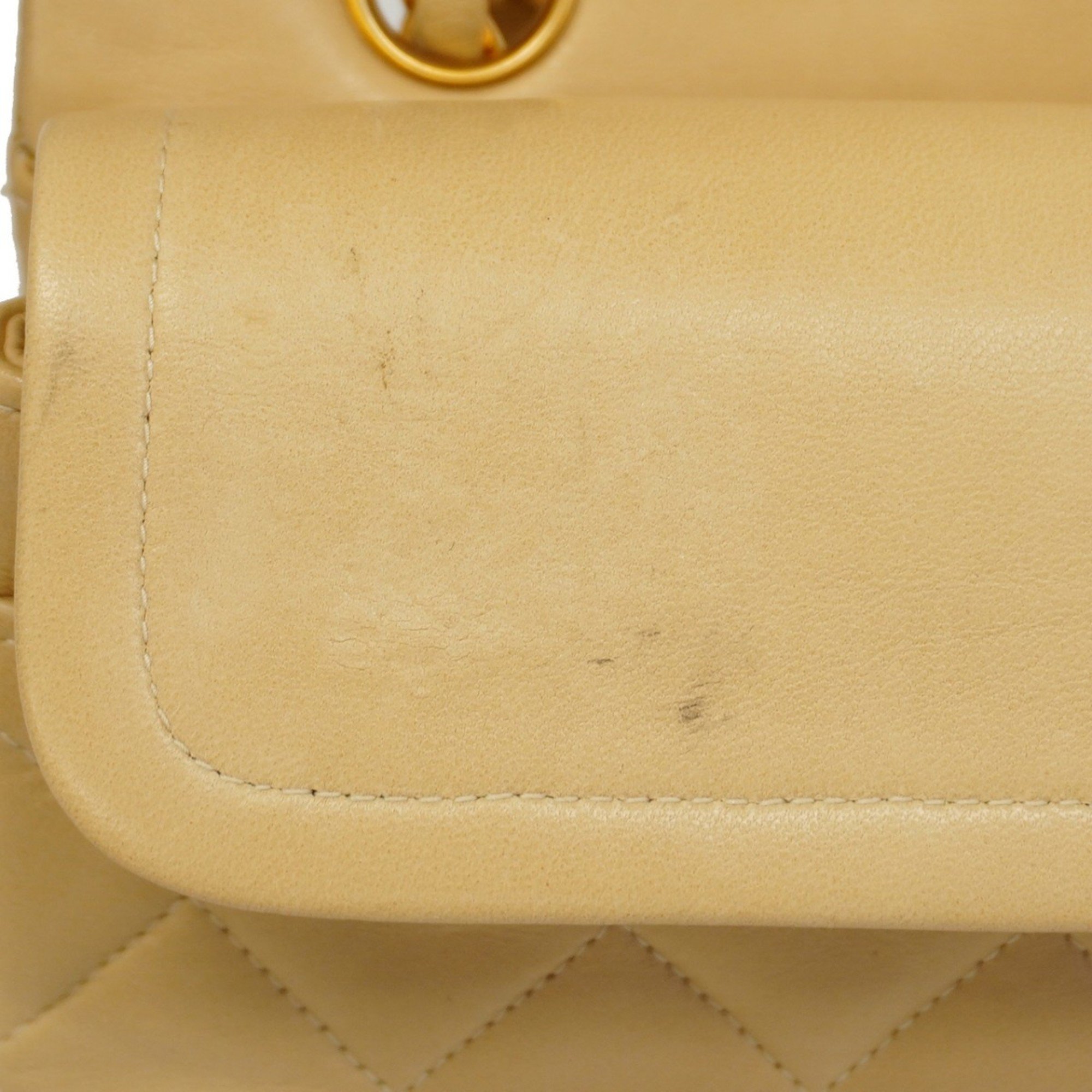 Chanel Shoulder Bag Matelasse Lambskin Beige Women's