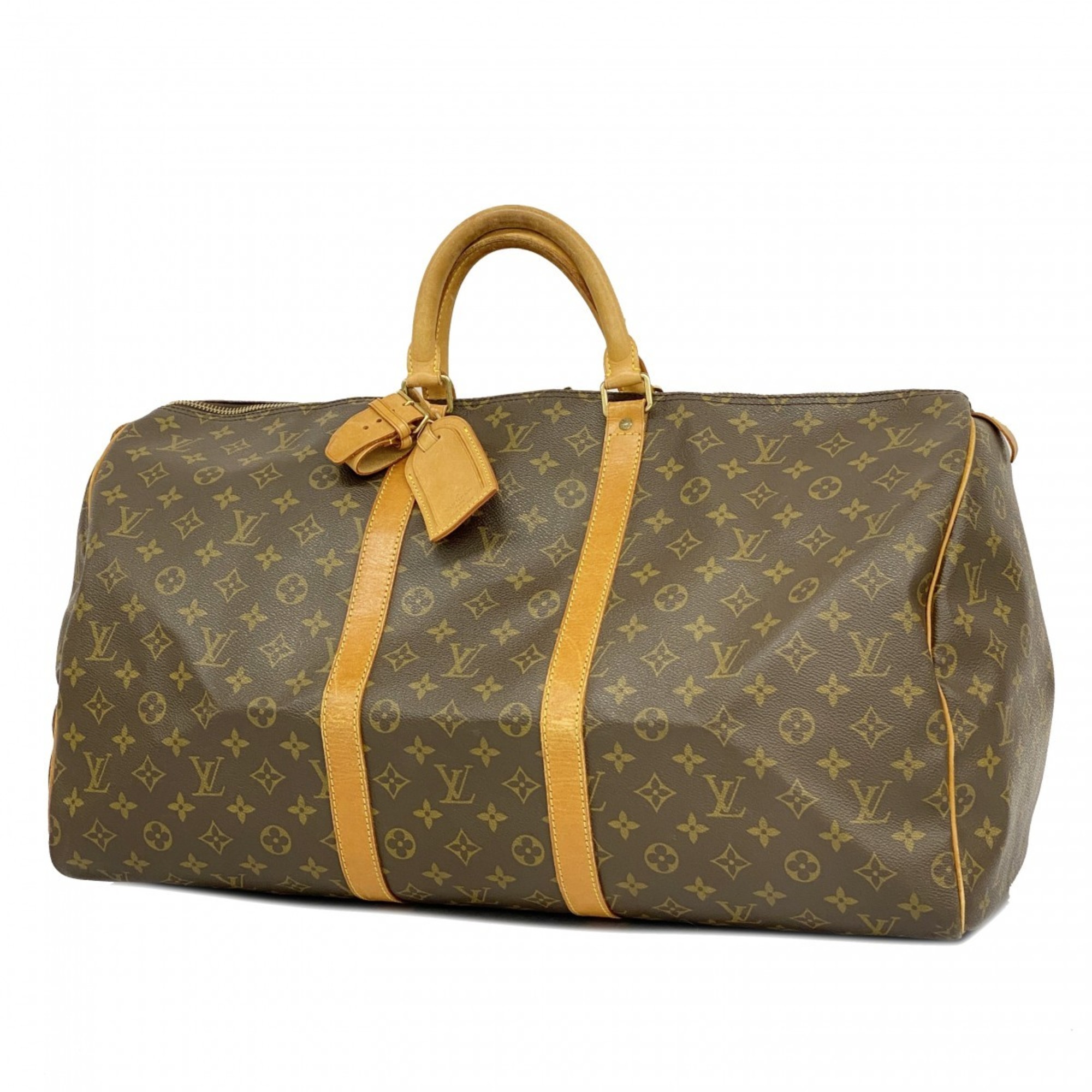 Louis Vuitton Boston Bag Monogram Keepall 55 M41424 Brown Men's Women's