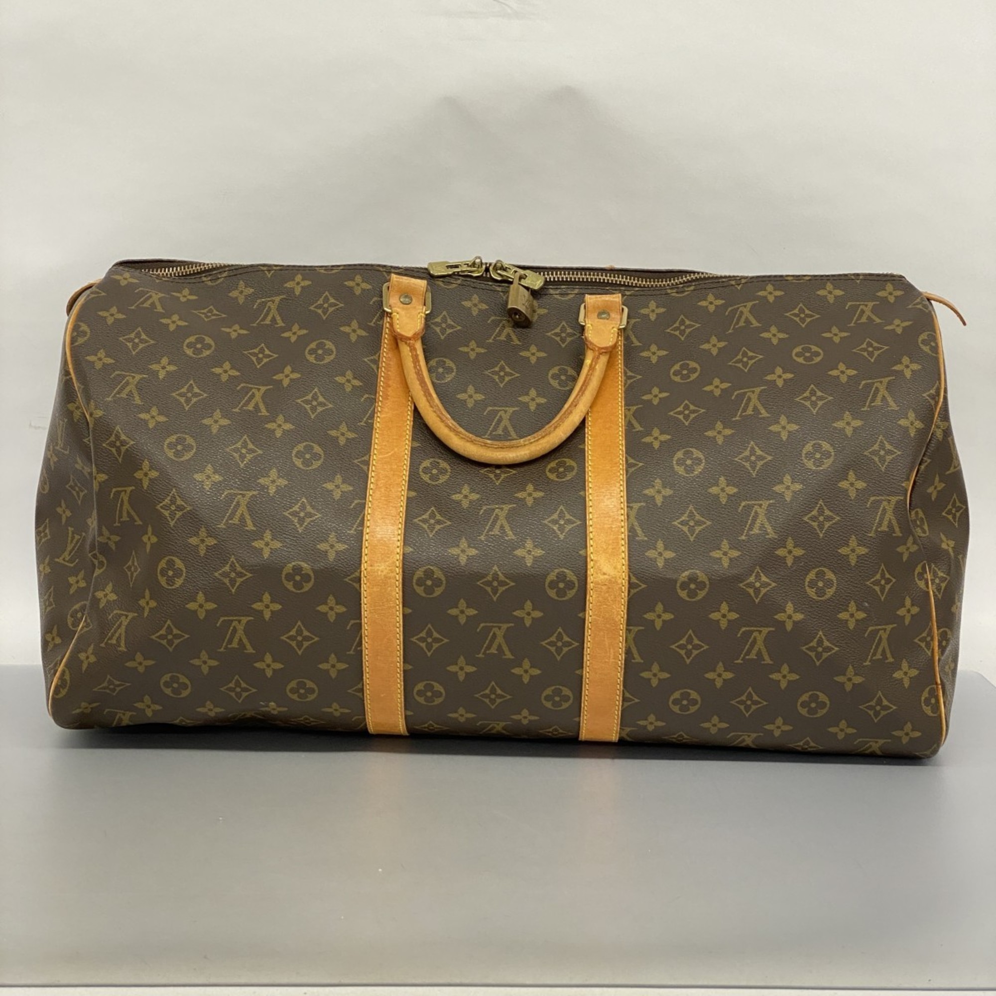 Louis Vuitton Boston Bag Monogram Keepall 55 M41424 Brown Men's Women's