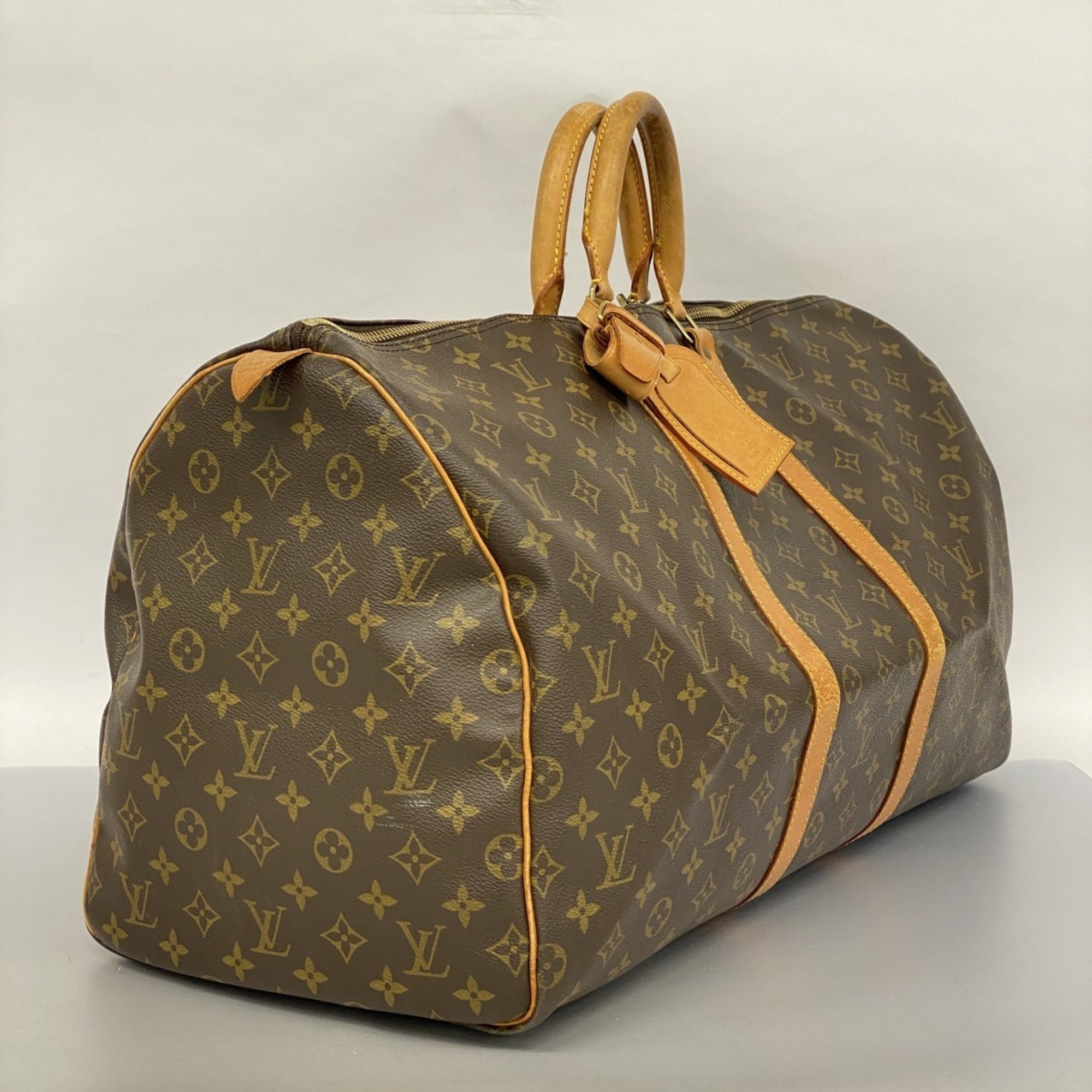 Louis Vuitton Boston Bag Monogram Keepall 55 M41424 Brown Men's Women's