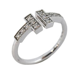 Tiffany Ring T Wire Diamond K18WG White Gold Size 6 Ladies