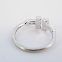 Tiffany Ring T Wire Diamond K18WG White Gold Size 6 Ladies