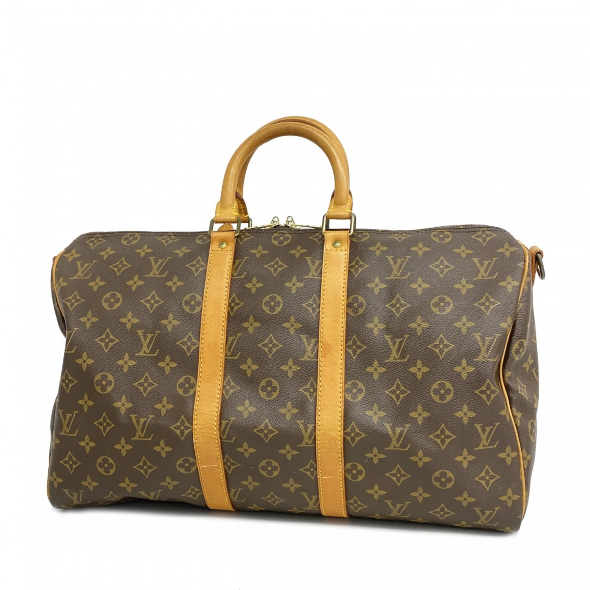 Louis Vuitton Boston Bag Monogram Keepall Bandouliere 45 M41418 Brown Men's Women's