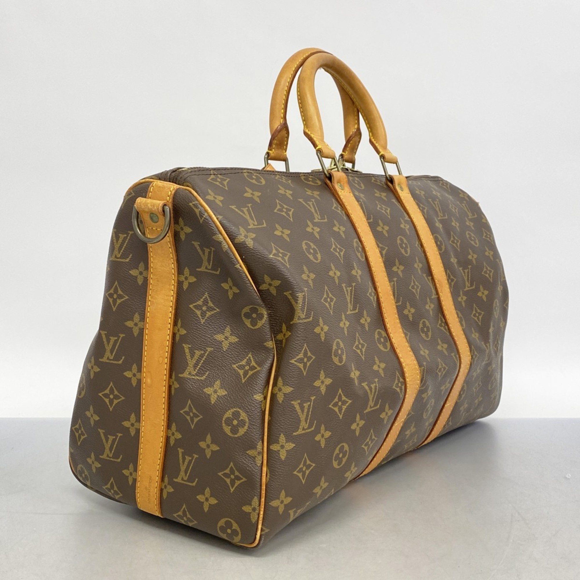 Louis Vuitton Boston Bag Monogram Keepall Bandouliere 45 M41418 Brown Men's Women's