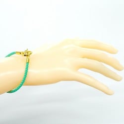 Hermes Bracelet Grennan GP Plated Leather Gold Green Ladies