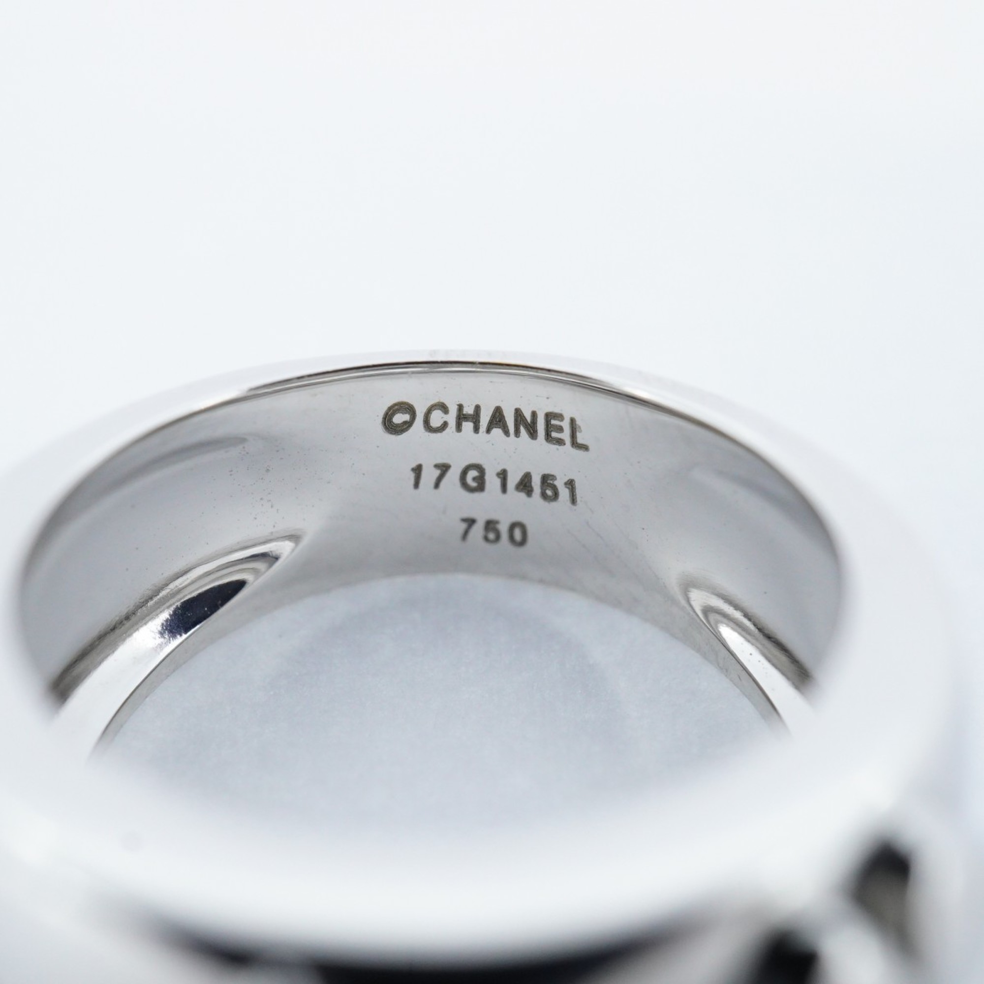 Chanel Ring Three Symbols 1PD Diamond K18WG White Gold Size 9 Ladies