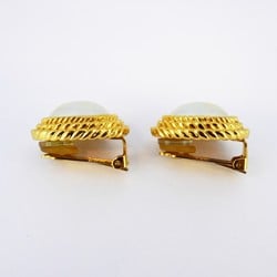 Christian Dior Earrings Oval Fake Pearl GP Plated Gold for Women