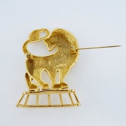 Christian Dior Brooch Lion Motif Rhinestone GP Plated Gold Ladies