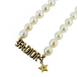 Christian Dior Necklace J'adior Fake Pearl GP Plated Gold Women's