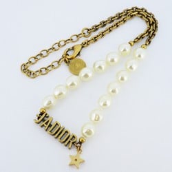 Christian Dior Necklace J'adior Fake Pearl GP Plated Gold Women's