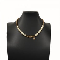 Christian Dior Necklace J'adior Fake Pearl GP Plated Gold Women's