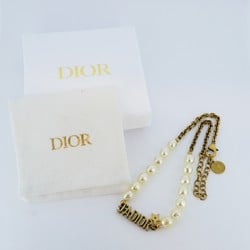 Christian Dior Necklace J'adior Fake Pearl GP Plated Gold Women's