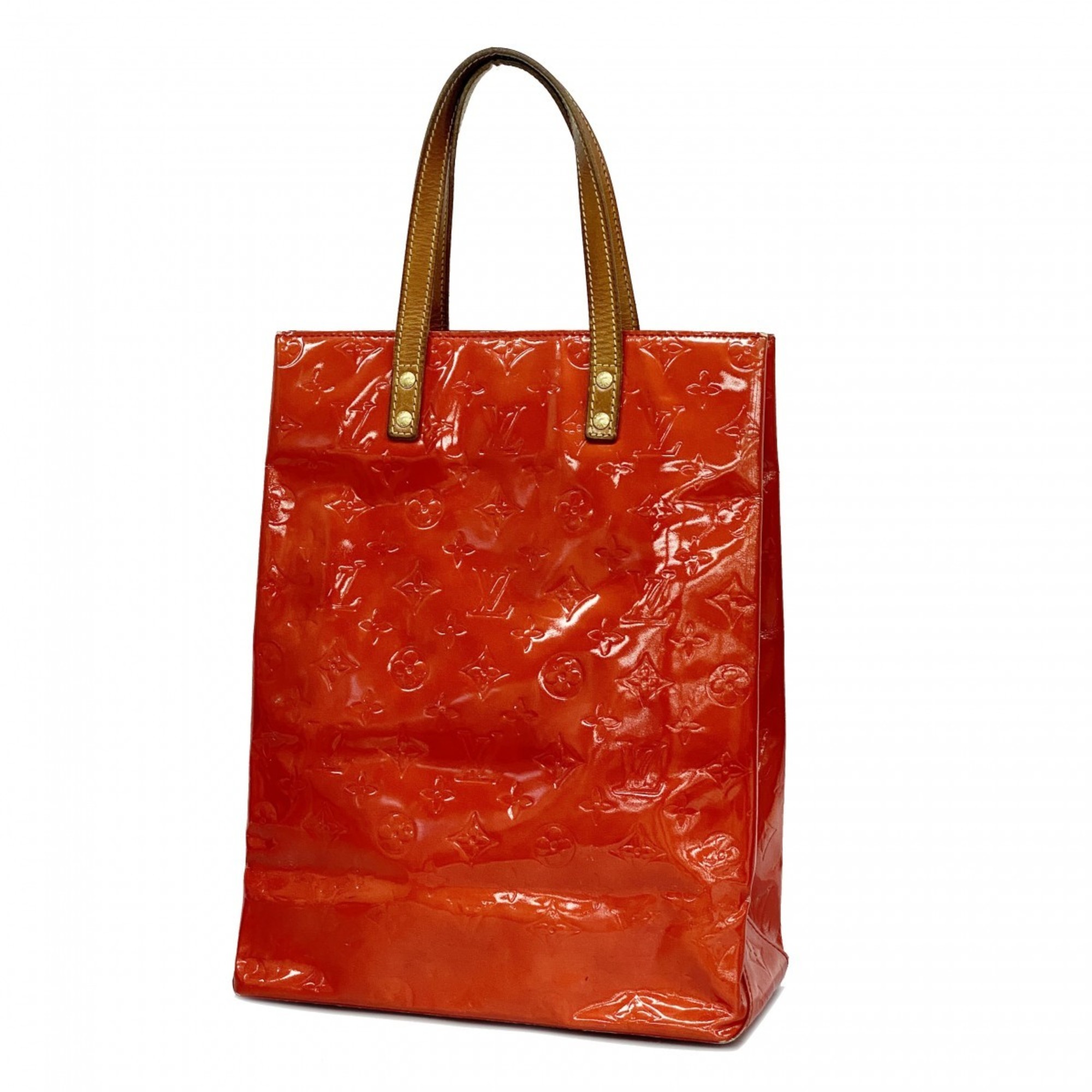 Louis Vuitton Tote Bag Vernis Reed MM M91086 Rouge Ladies