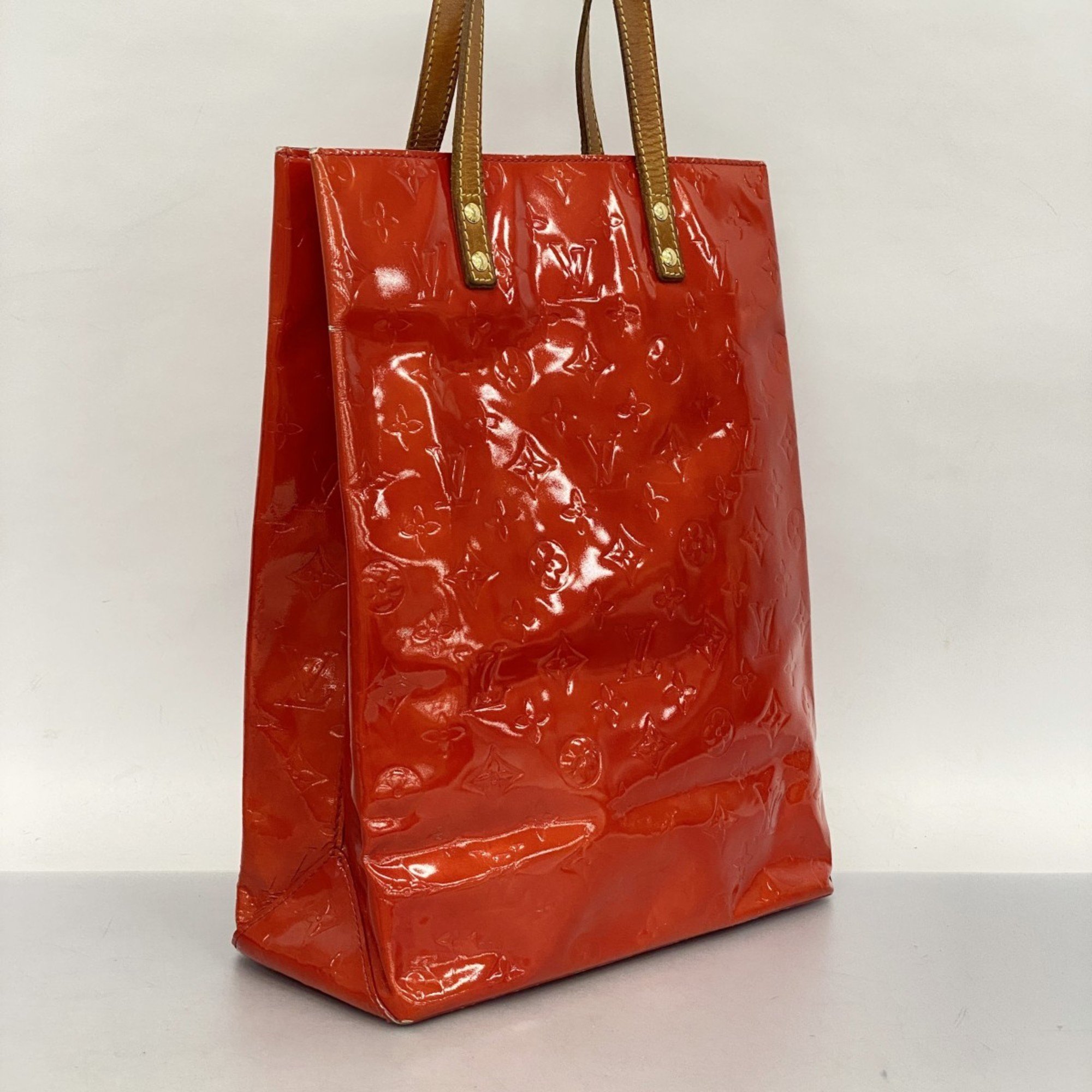 Louis Vuitton Tote Bag Vernis Reed MM M91086 Rouge Ladies