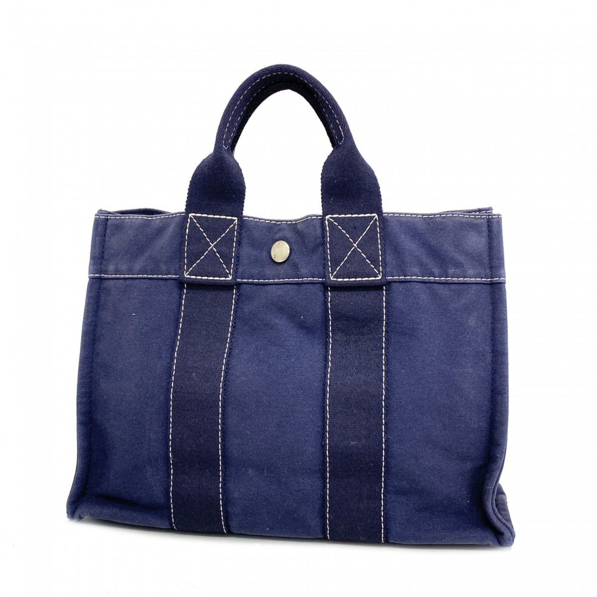 Hermes Tote Bag Deauville PM Canvas Navy Women's